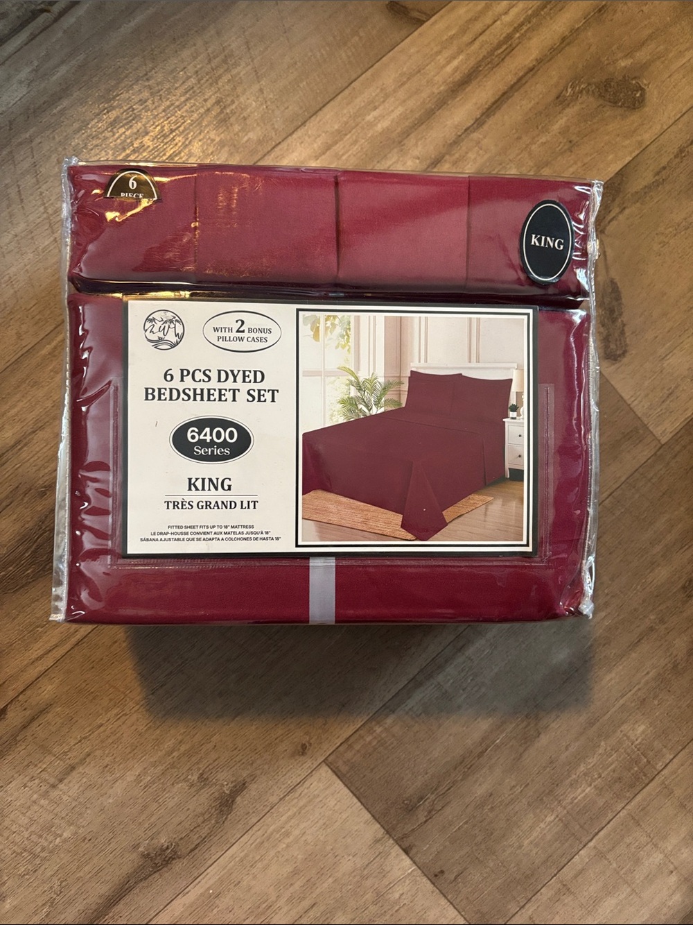 King 6-Piece Dyed Bed Sheet Set - Burgundy